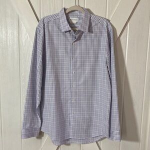 Ministry of Supply Men's White and Blue Grid Shirt